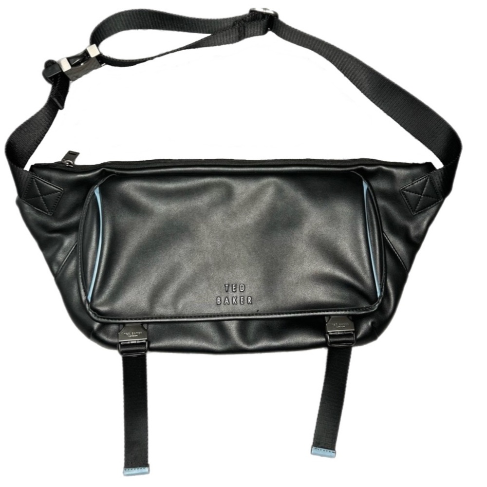 Ted Baker Cobbra Unisex Black Belt Bag Blue Trim - Picture 10 of 15